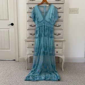 Blue Lace Maxi Dress